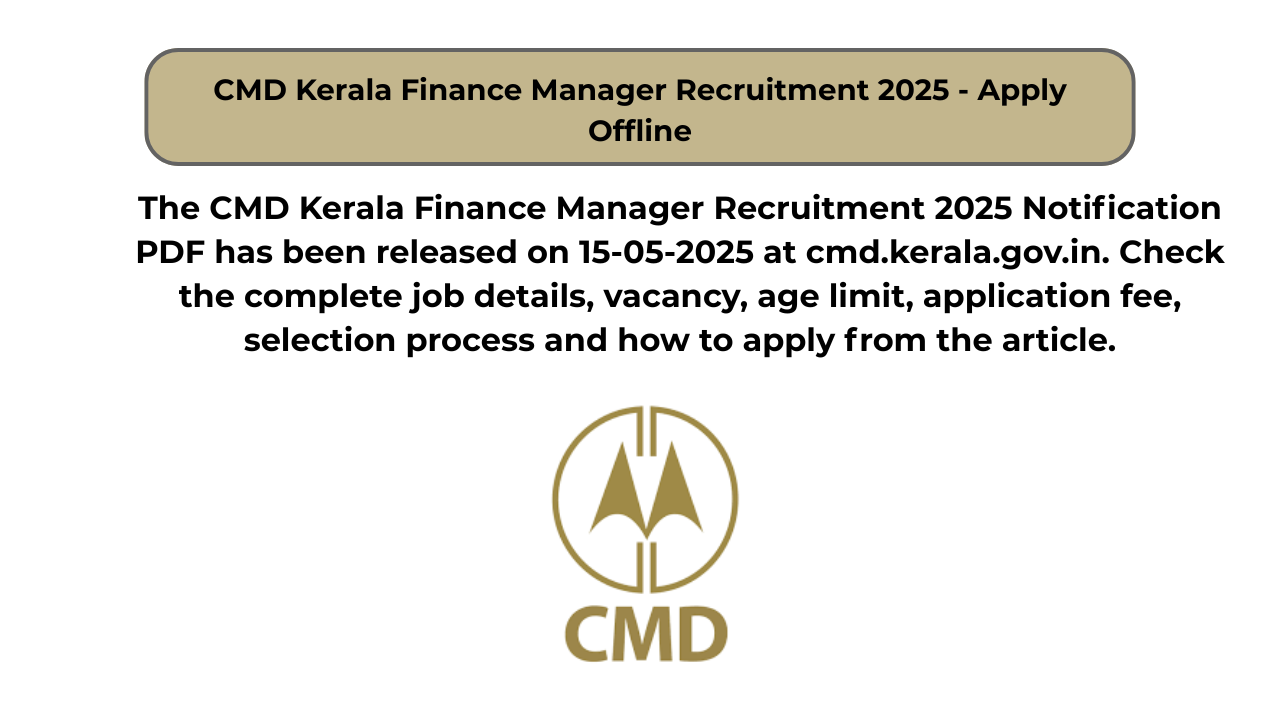 CMD Kerala Finance Manager Recruitment 2025 – Apply Offline