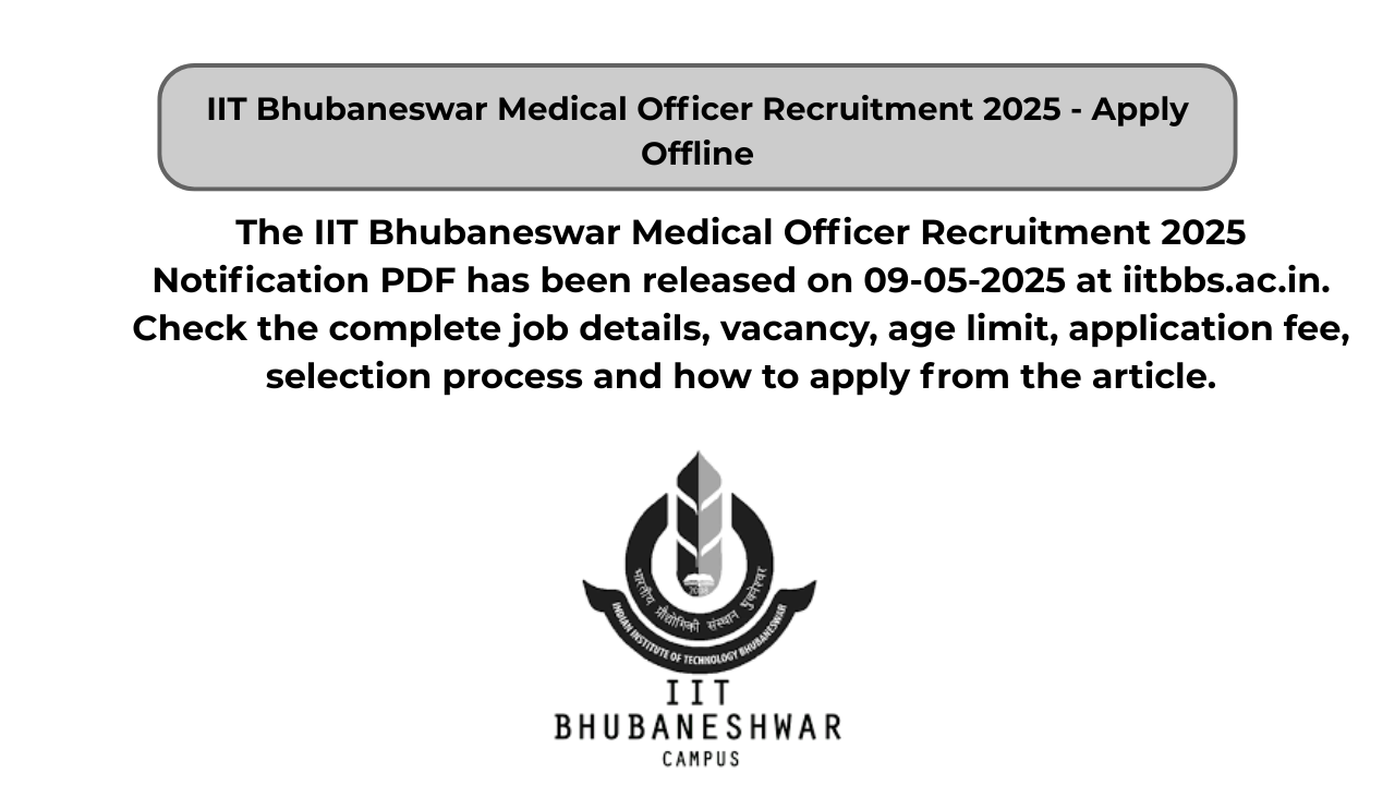 IIT Bhubaneswar Medical Officer Recruitment 2025 – Apply Offline