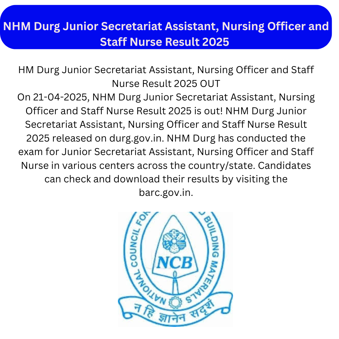 NHM Durg Junior Secretariat Assistant,