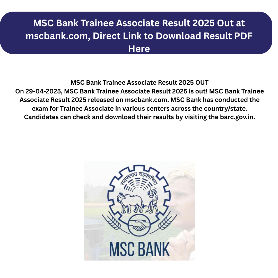 MSC Bank Trainee Associate Result 2025