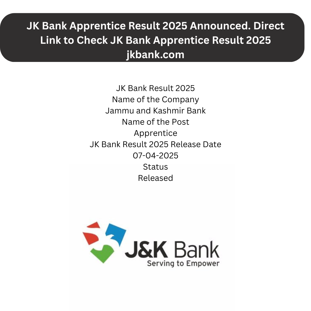JK Bank Apprentice Result 2025