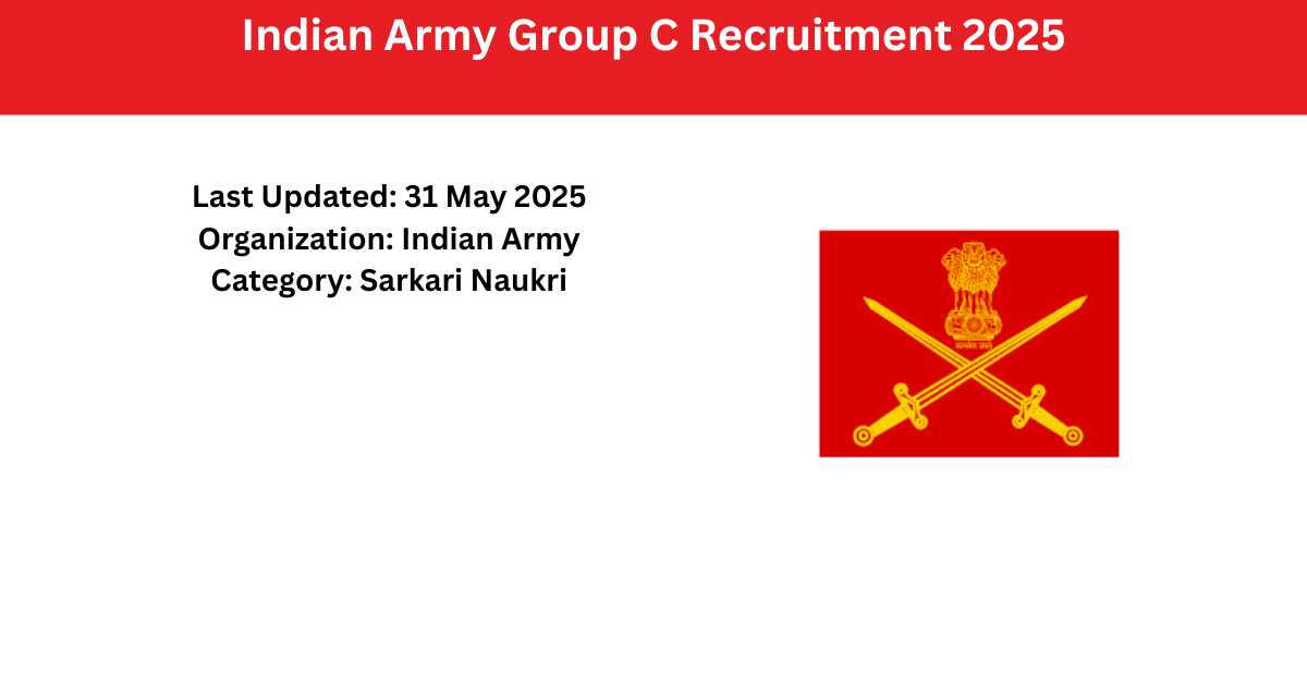 Indian Army Group C Recruitment 2025 – Apply for 625 Posts