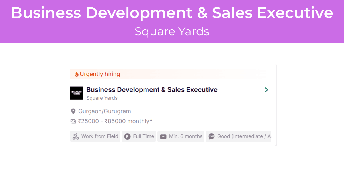 Business Development & Sales Executive Job at Square Yards