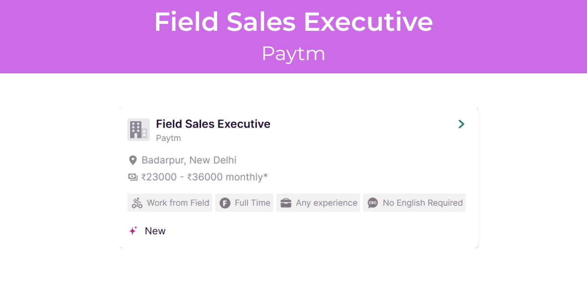 Field Sales Executive Job at Paytm