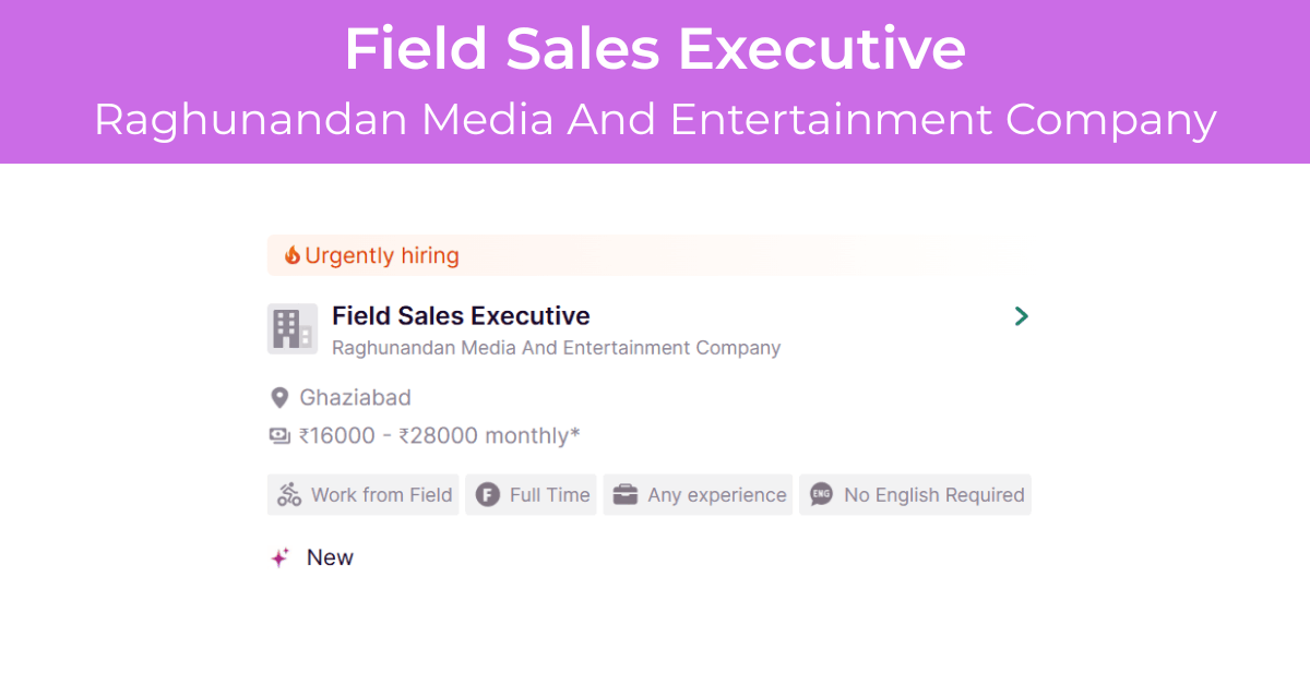 Field Sales Executive Job at Raghunandan Media And Entertainment Company