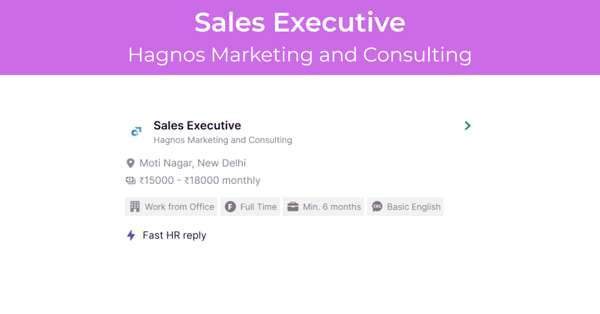 Sales Executive Job at Hagnos Marketing and Consulting